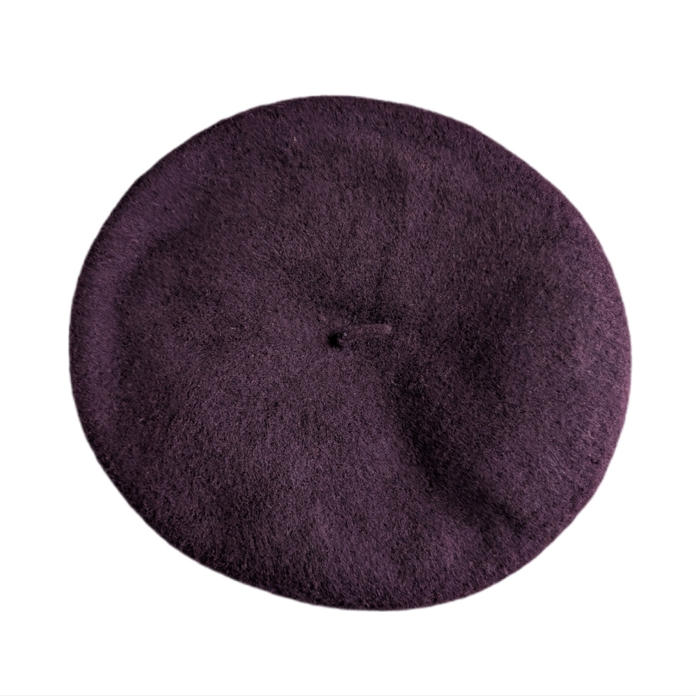 Vintage 70s Poetcore Plum Deep Purple 100% Pure Wool Elegant French Style Beret